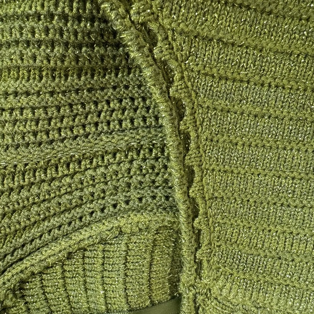 Torn by Ronny Kobo Madi Dress in metallic green sexy beach crochet midi sz m - Picture 4 of 15